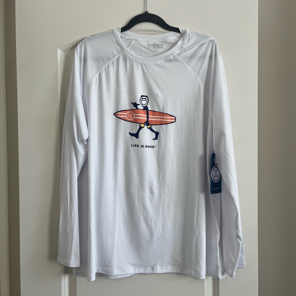 Life is Good White Men's Swim Shirt